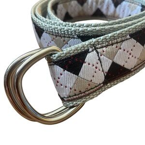 Eliza B Preppy Neutral Plaid Ribbon D Ring Belt (M)